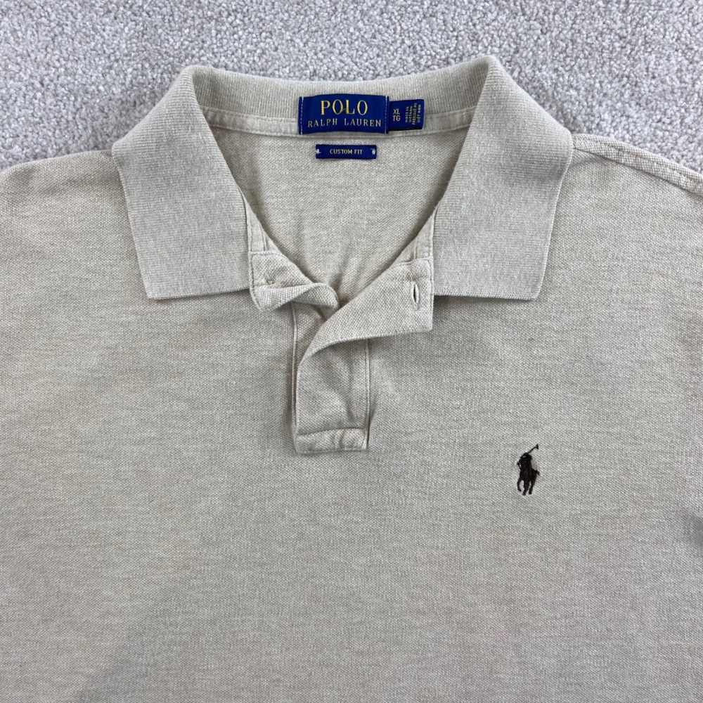 Polo Ralph Lauren Polo Shirt Mens XL Tan Custom Fit Short Sleeve Pique Pony